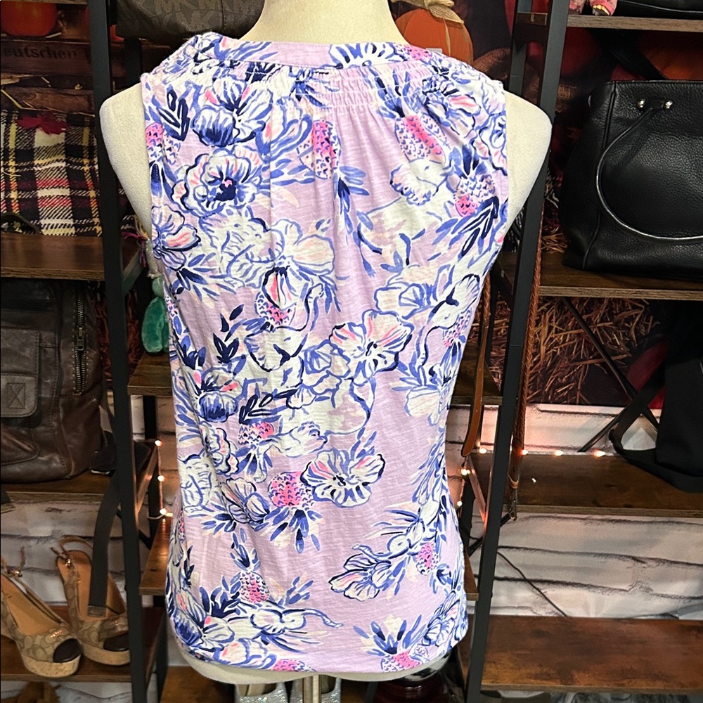 Lilly Pulitzer Pink and Blue Floral Blouse - Picture 5 of 9
